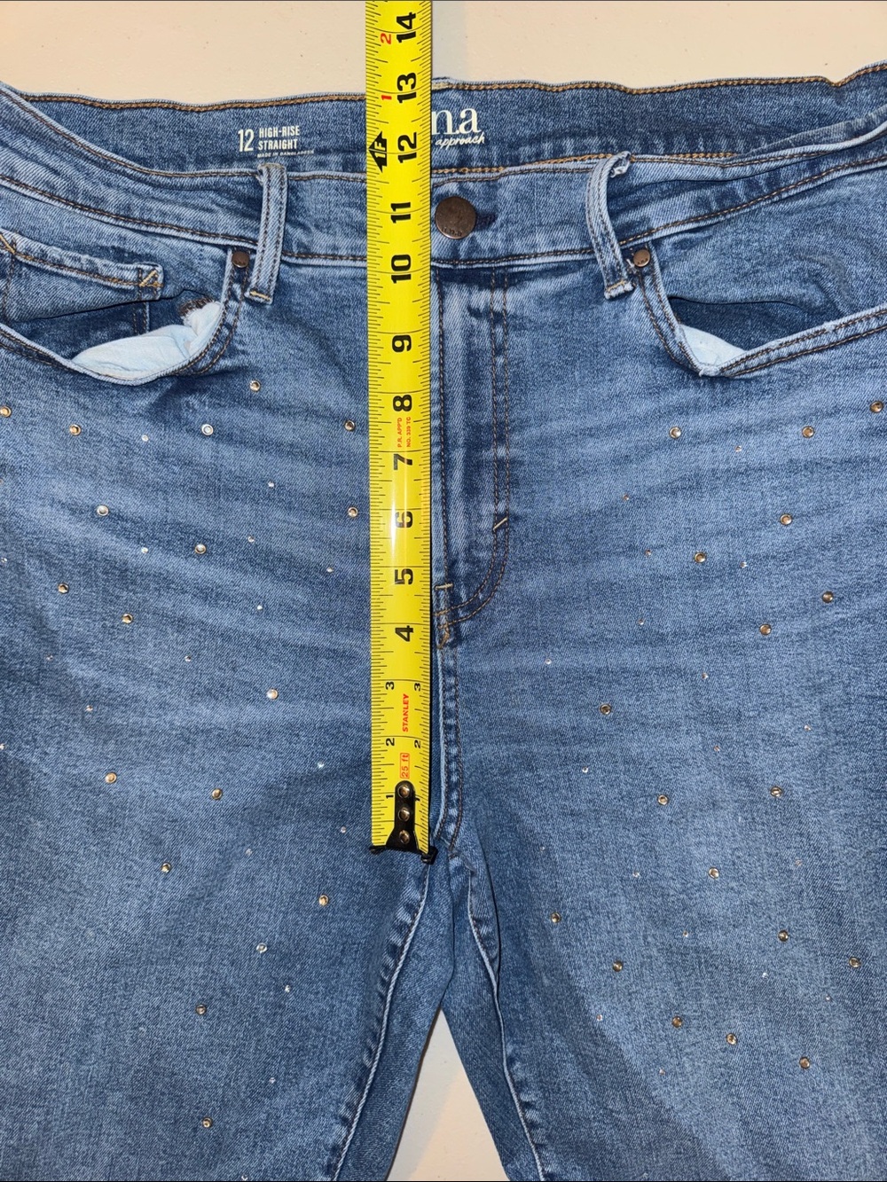 a.n.a Blue Skinny Jeans with Stud Accents - Picture 5 of 5